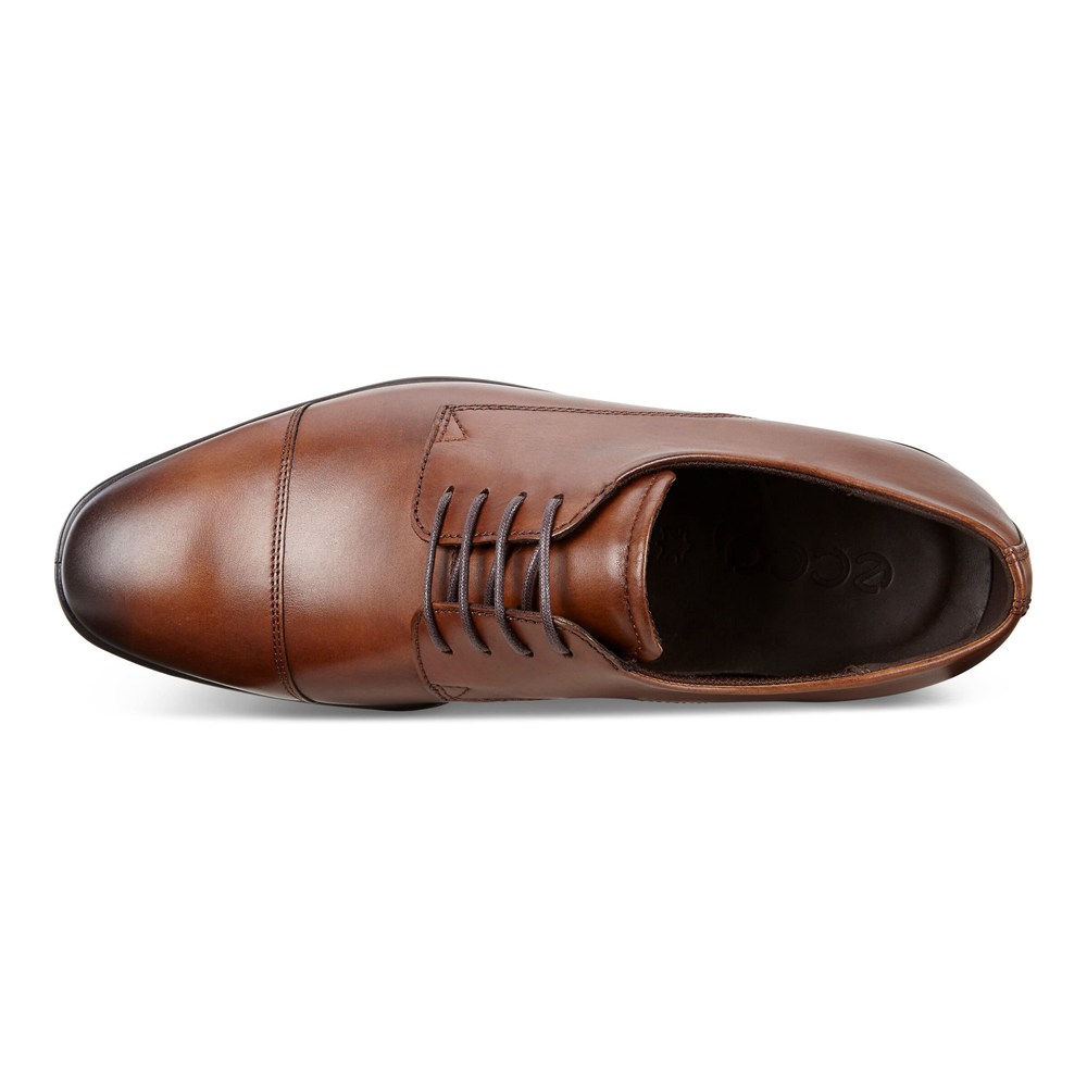 ECCO Mens Dress Shoes Brown - Melbourne Cap Toe Tie - JBI-672053